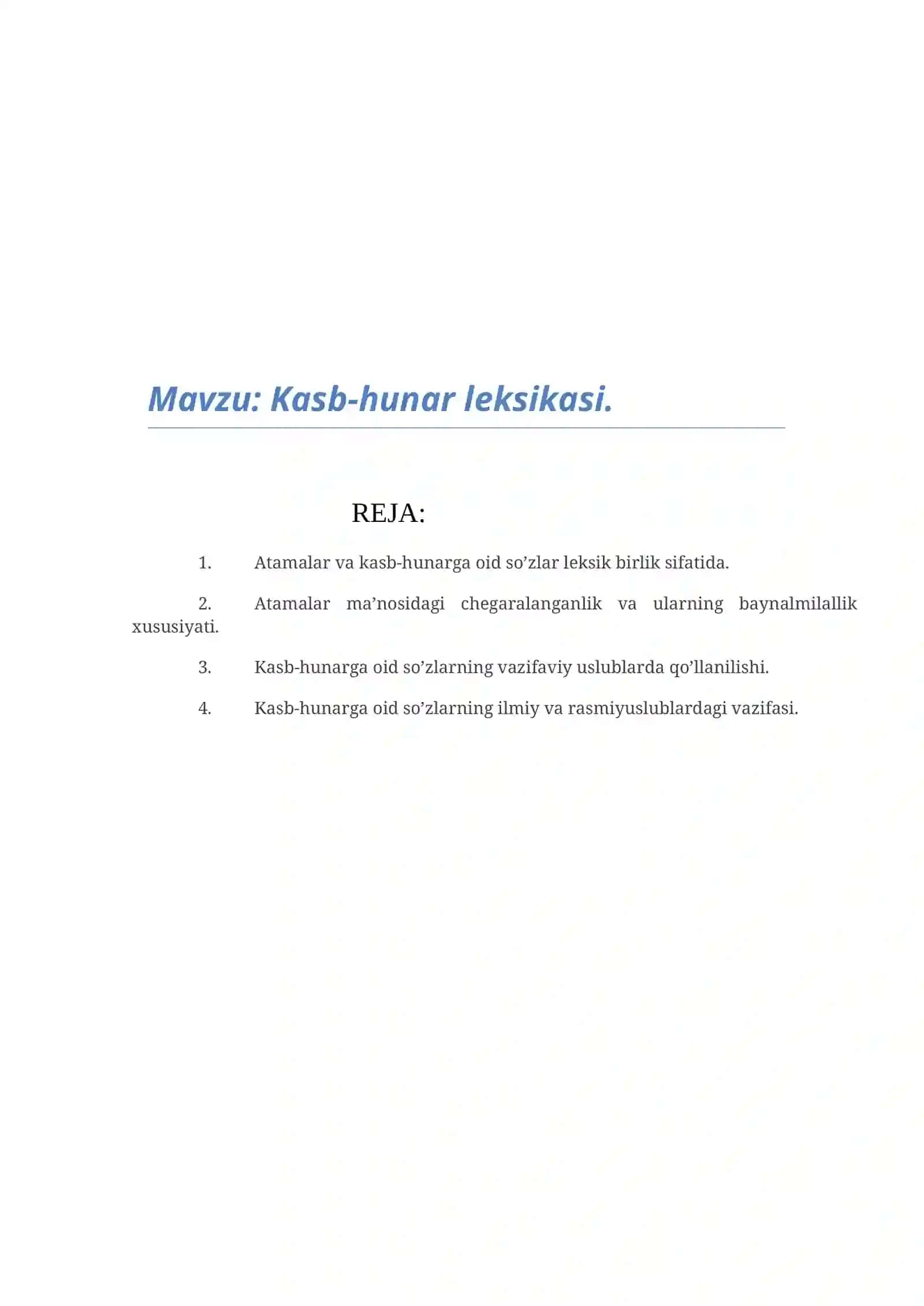 Kasb-hunar leksikasi REFERAT 2
