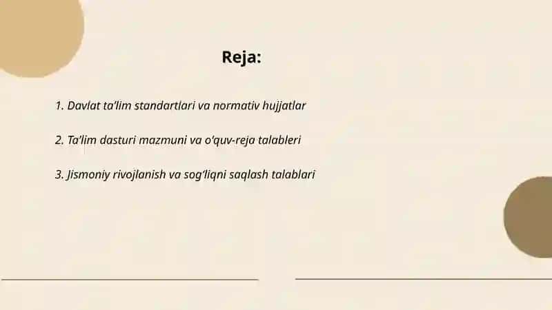 Davlat taʼlim standartlari va normativ hujjatlar 2