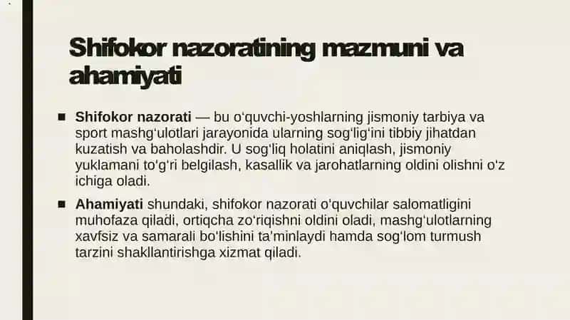 Shifokor nazorati 2