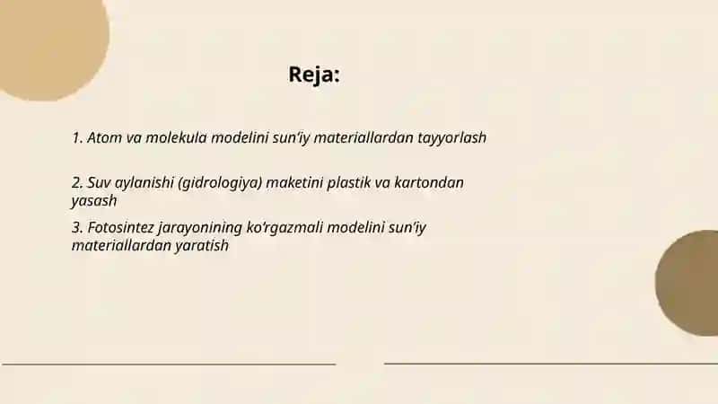 Atom va molekula modelini sunʼiy materiallardan tayyorlash 2