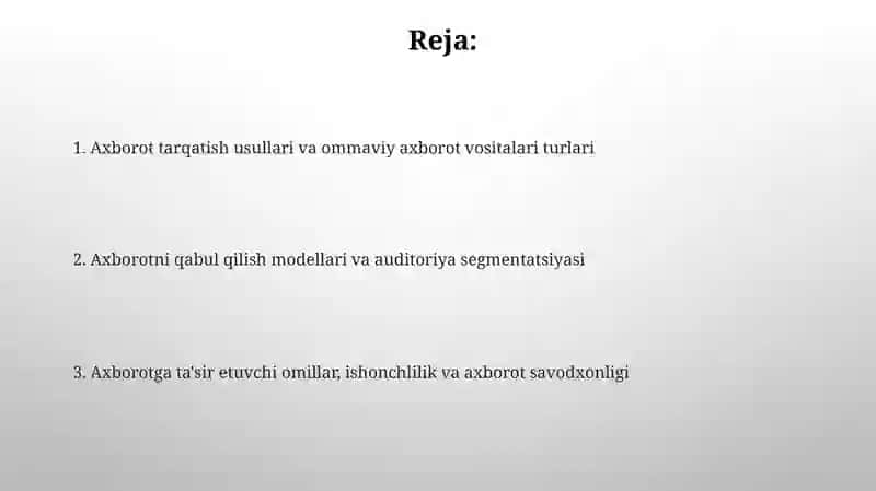 Axborot tarqatish usullari va ommaviy axborot vositalari 2