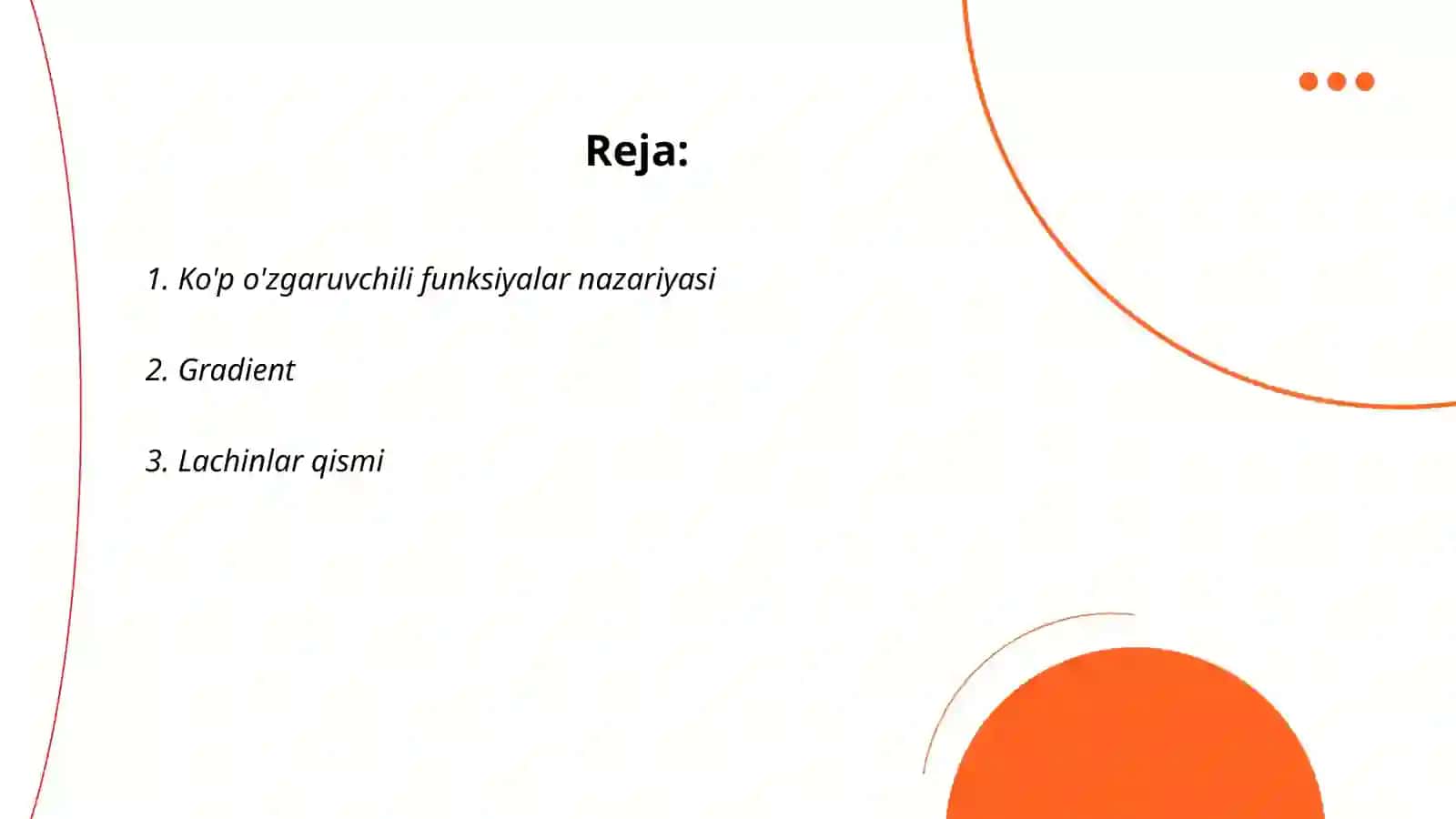 Ko'p o'zgaruvchli funksiya hosilasi 2