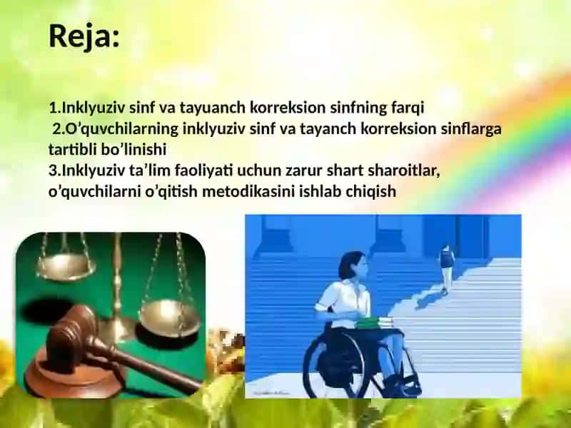 Inklyuziv ta’lim sinflari va boshlang'ich tayanch korreksion sinflar daim koniyati cheklangan bolalarni o’qitish bo’yicha pedagogik jarayonlarni tashkil etish yo’llari 2