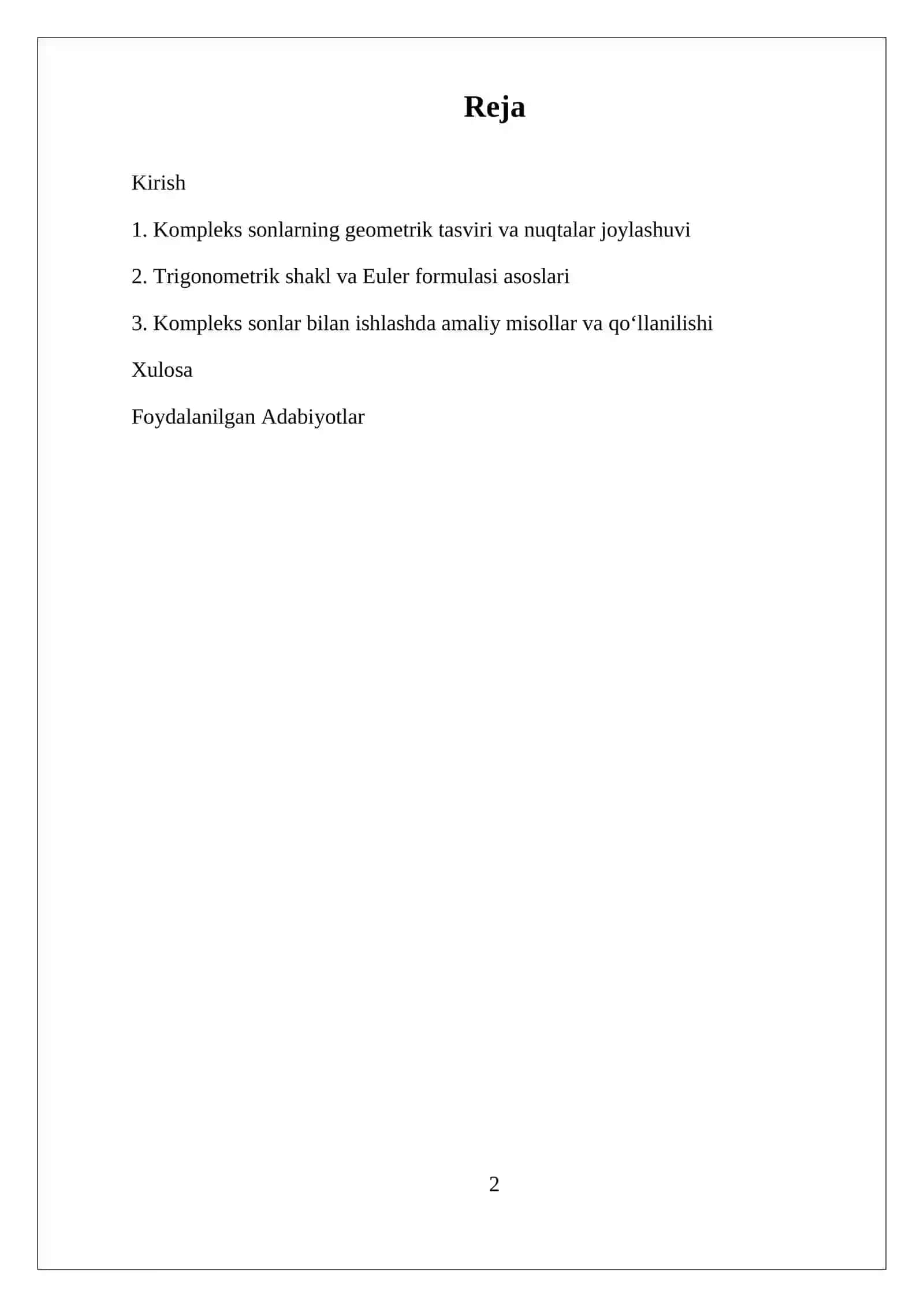 Kompleks sonlarning geometrik maʼnosi va trigonometrik shakli 2