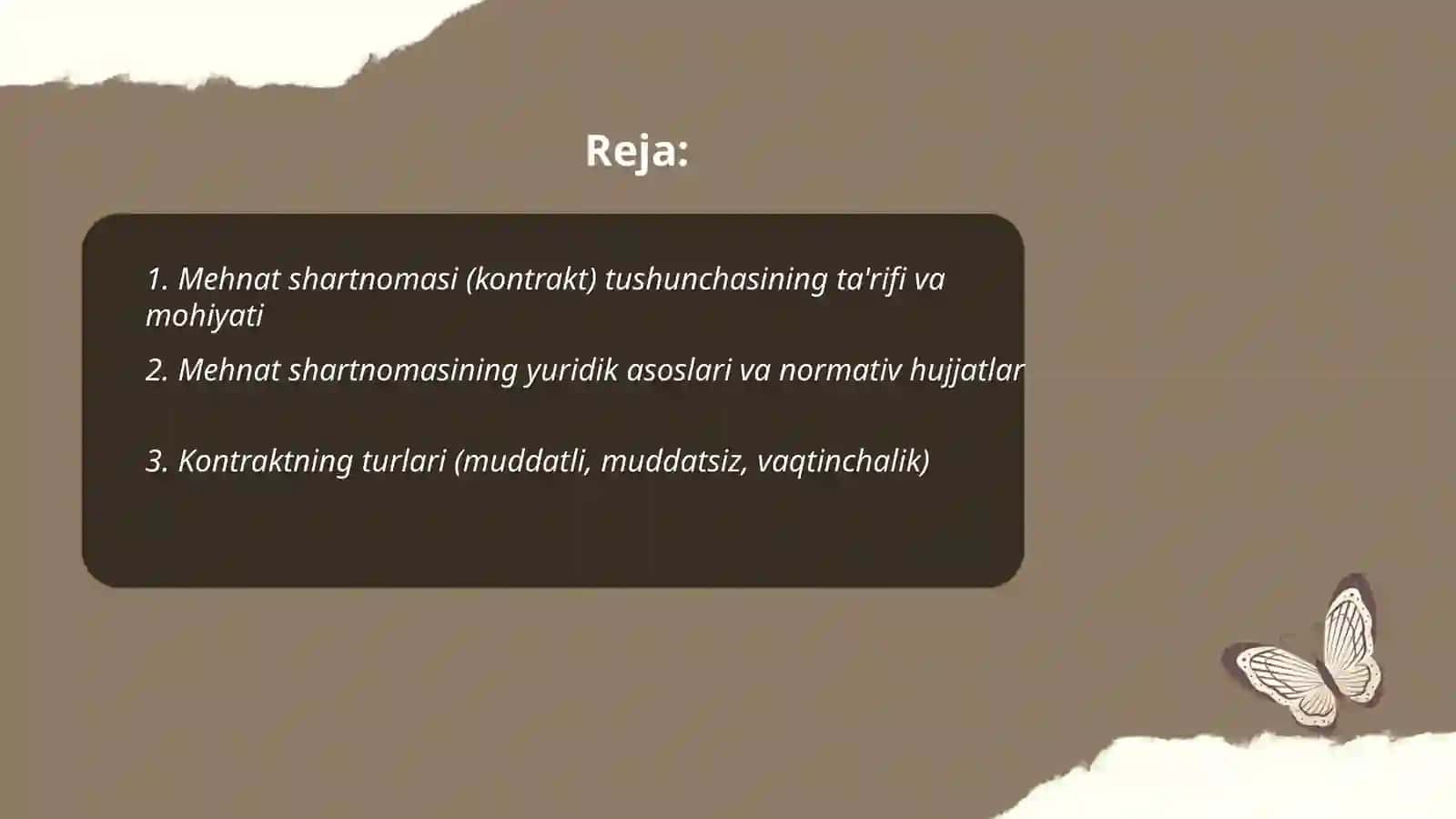 Mehnat shartnomasi kontrakt tushunchasi 2