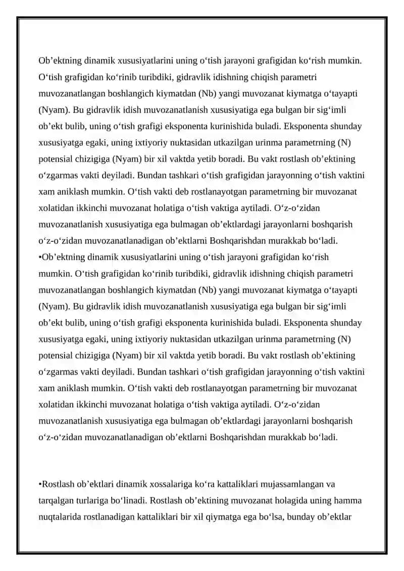 Avtomatik Rostlash ob’ektlari 2