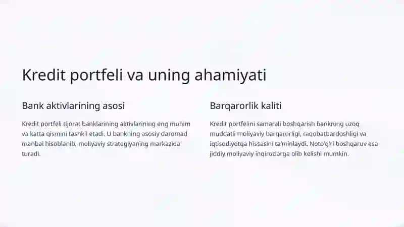 Tijorat banklarining kredit portfeli tahlili 2