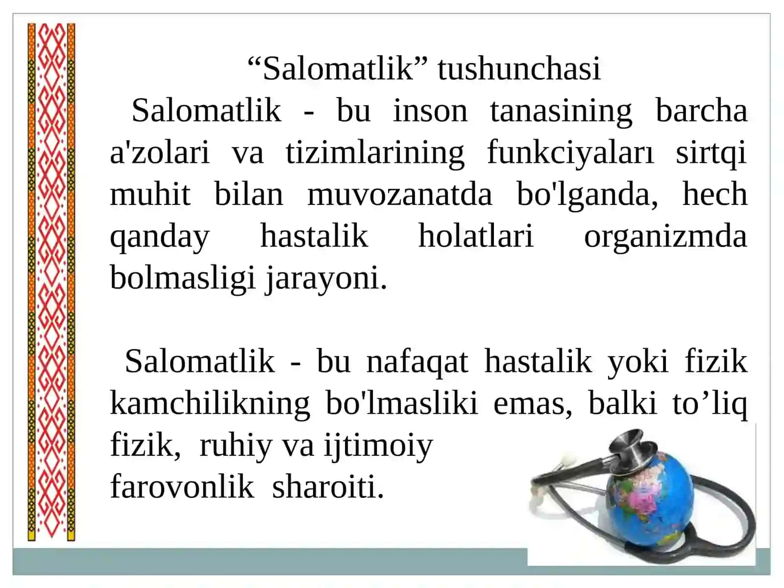 Salomatlik tushunchasi 2