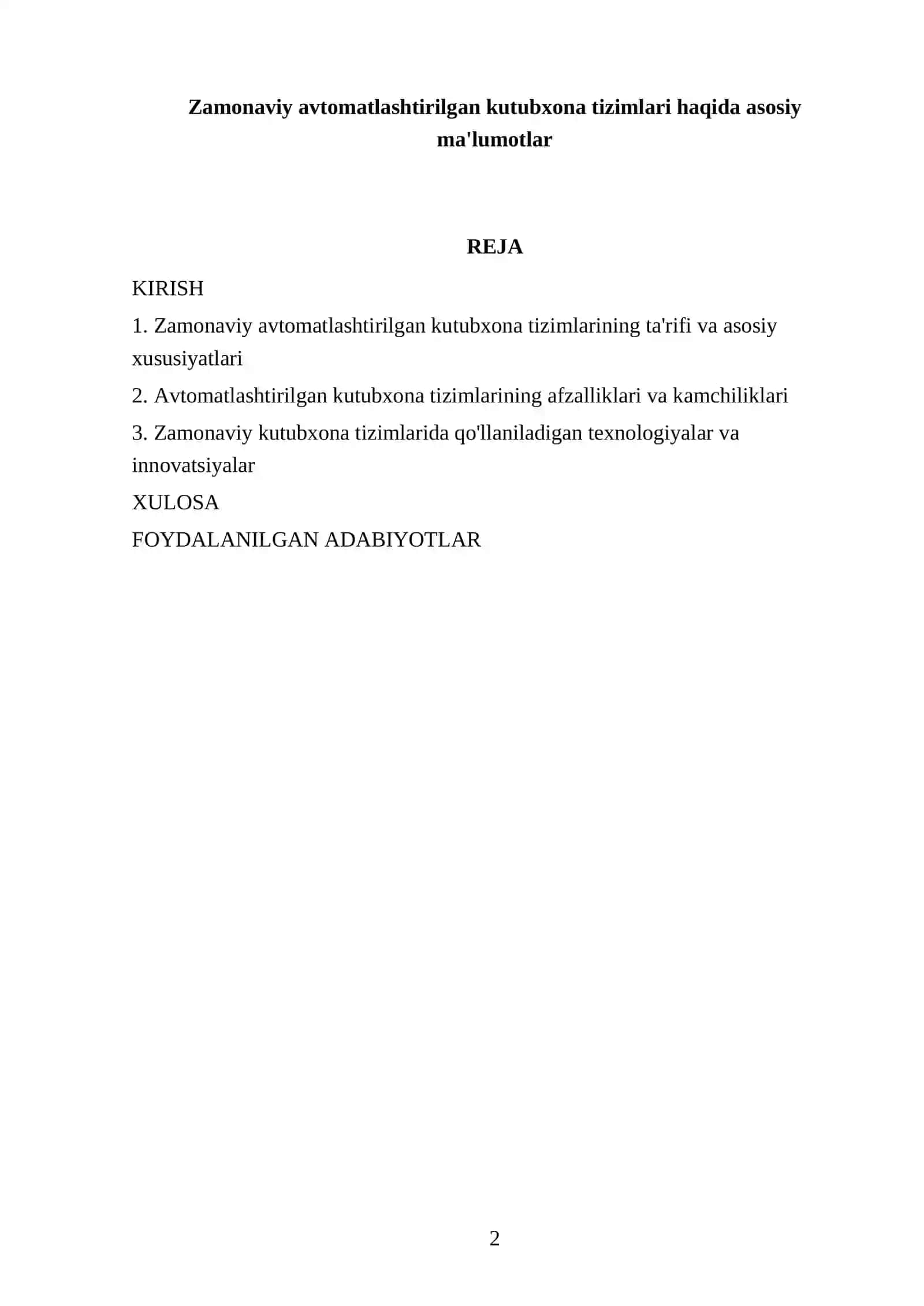 Zamonaviy avtomatlashtirilgan kutubxona tizimlari haqida asosiy ma'lumotlar 2