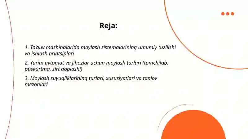 To'quv mashina, yarim avtomat va jihozlarini moylash sistemalari 2