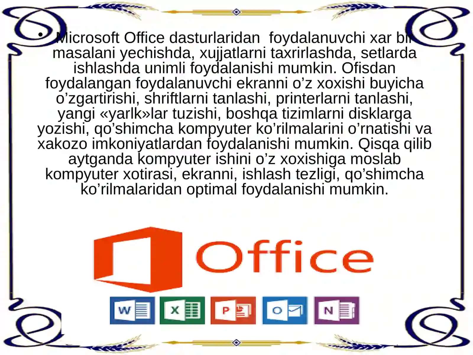 Microsoft Offiсe dasturlari 2