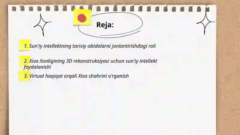 Sun'iy intellekt yordamida Xiva Xonligining tarixini jonlantirish orqali turizmni rivojlantirish 2