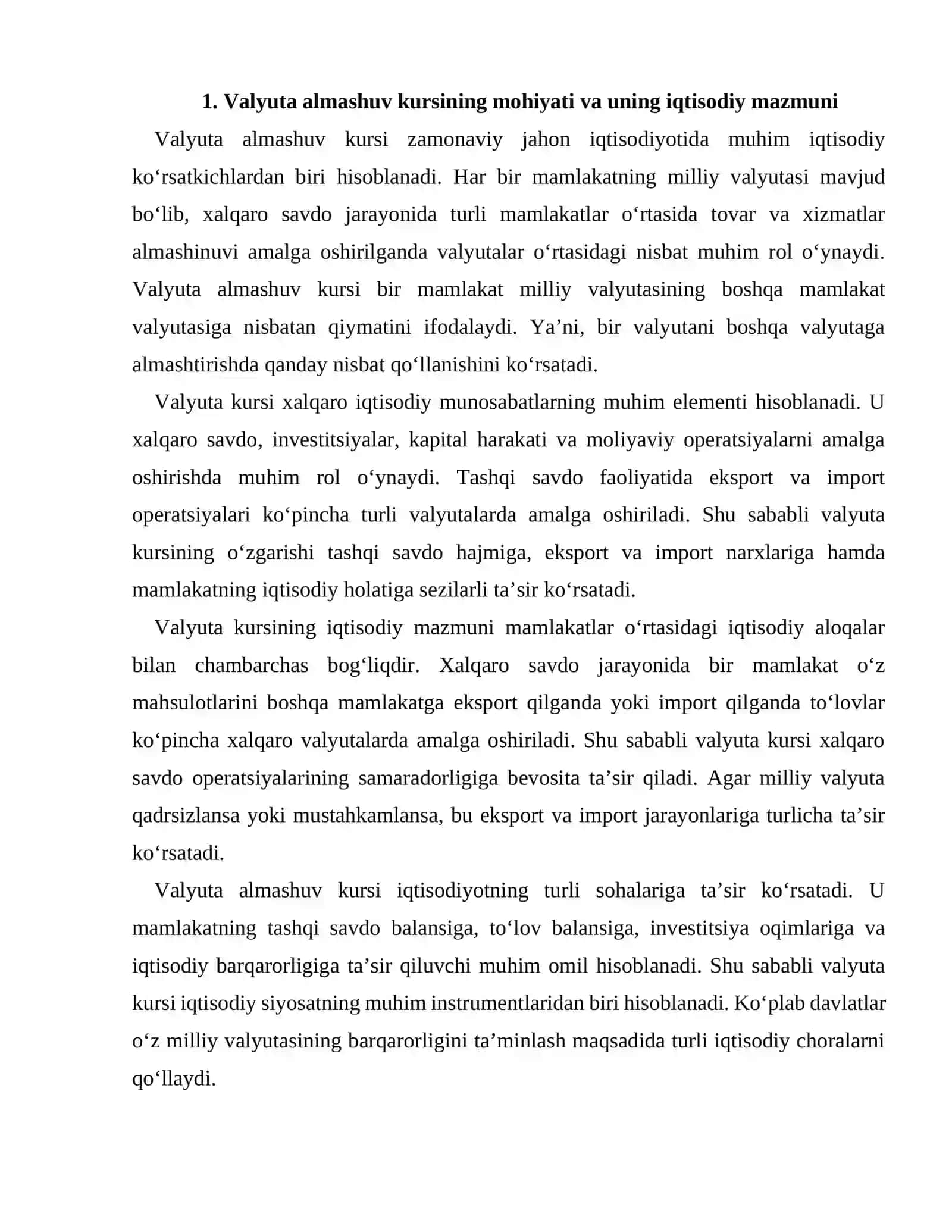 Valyuta almashuv kursining tashqi savdo rivojiga ta’siri 2