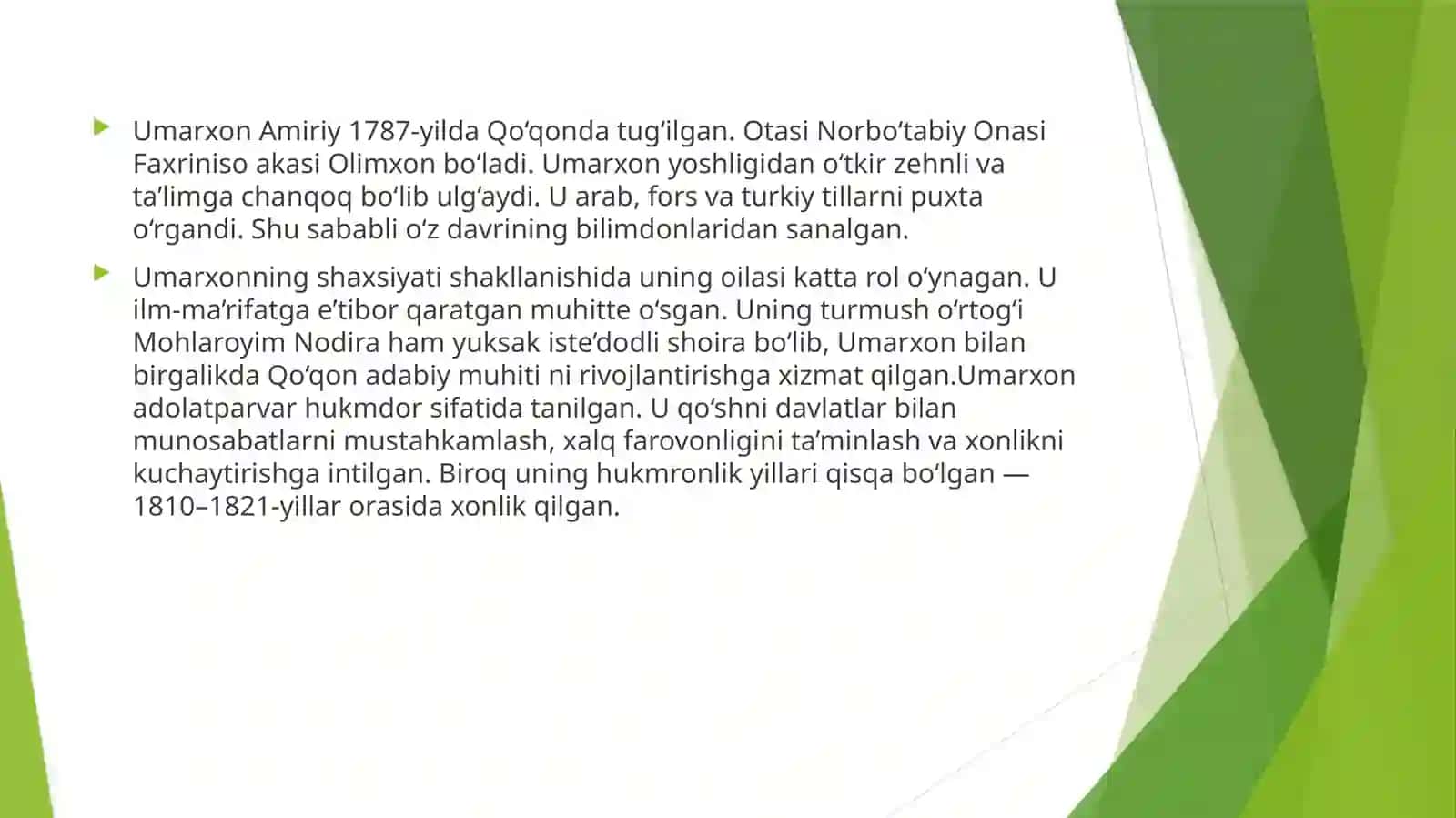 Umarxon–Amiriy faoliyati 2