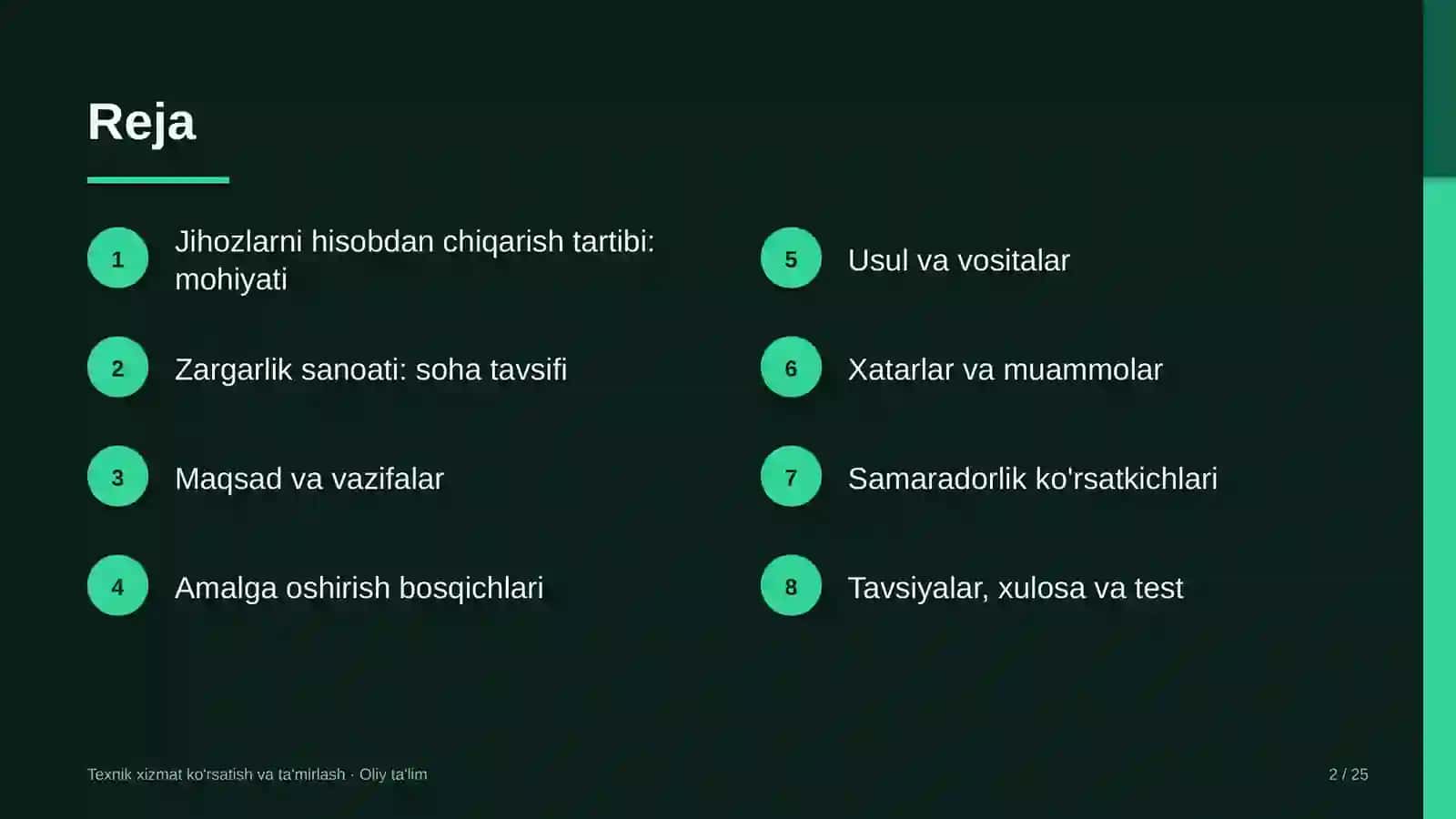 Zargarlik sanoatida jihozlarni hisobdan chiqarish tartibi 2