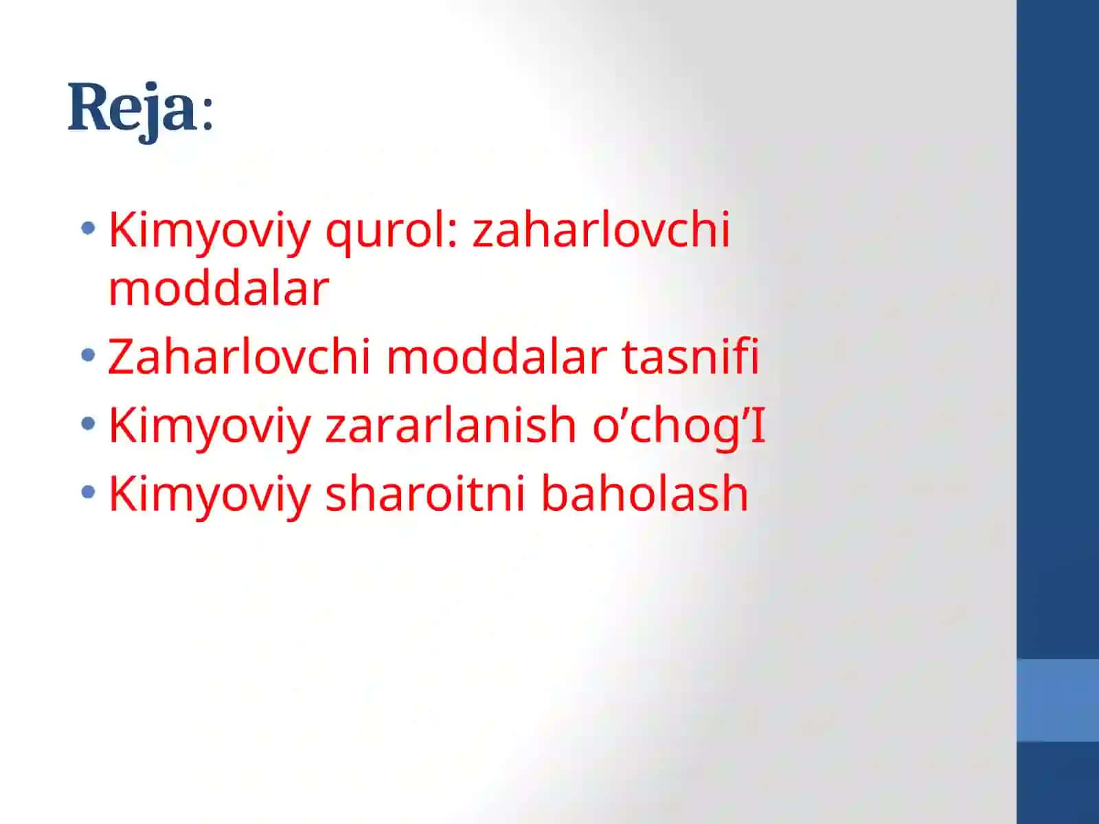 Kimyoviy zаrаrlаnishо’chоg’I. KIMYOVIY VAZIYATNI BAHOLASH 2