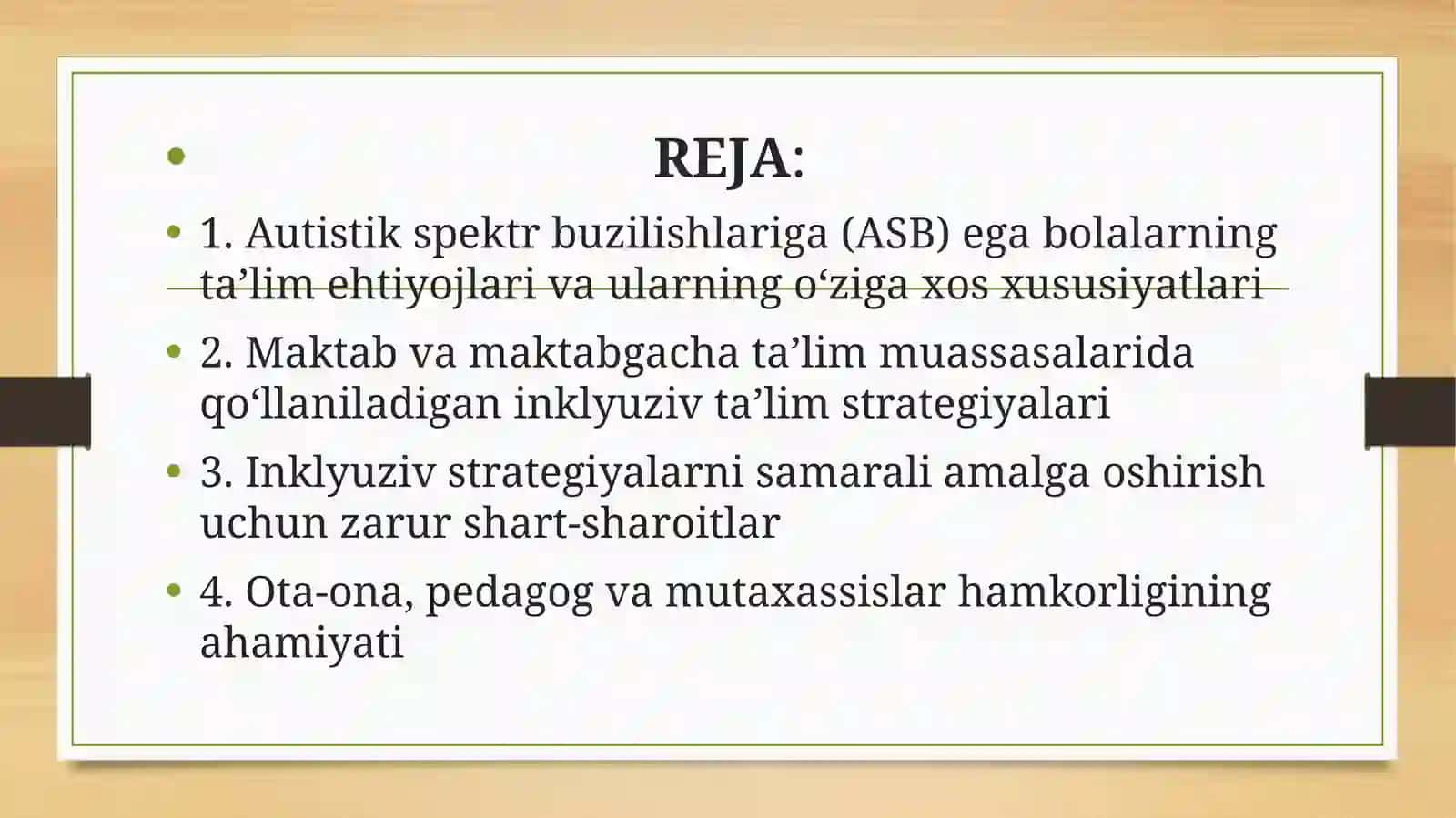 Autistik spektr buzilishlariga ega bolalar uchun inklyuziv strategiyalari va ularni amalga oshirish shart-sharoitlari 2
