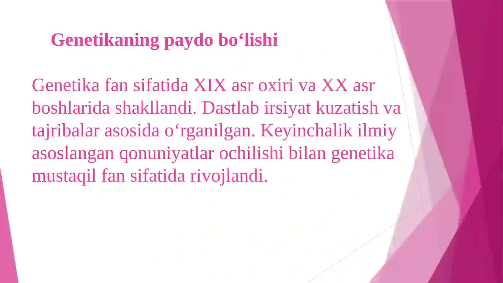 Genetika fani sifatida rivojlanishining tarixiy bosqichi 2