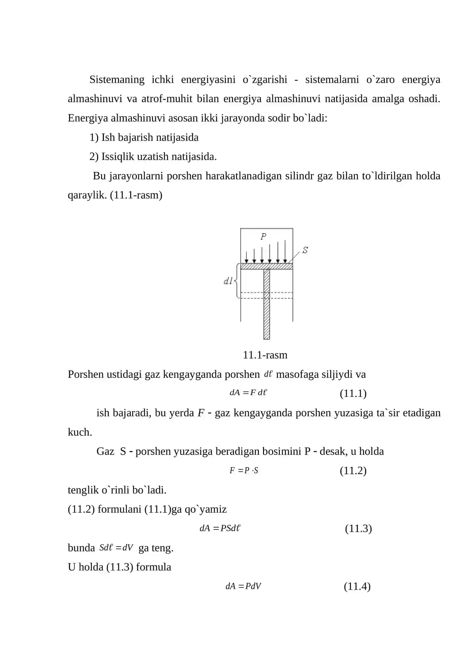 Ish va issiqlik miqdori. Termodinamikaning I-qonuni 2