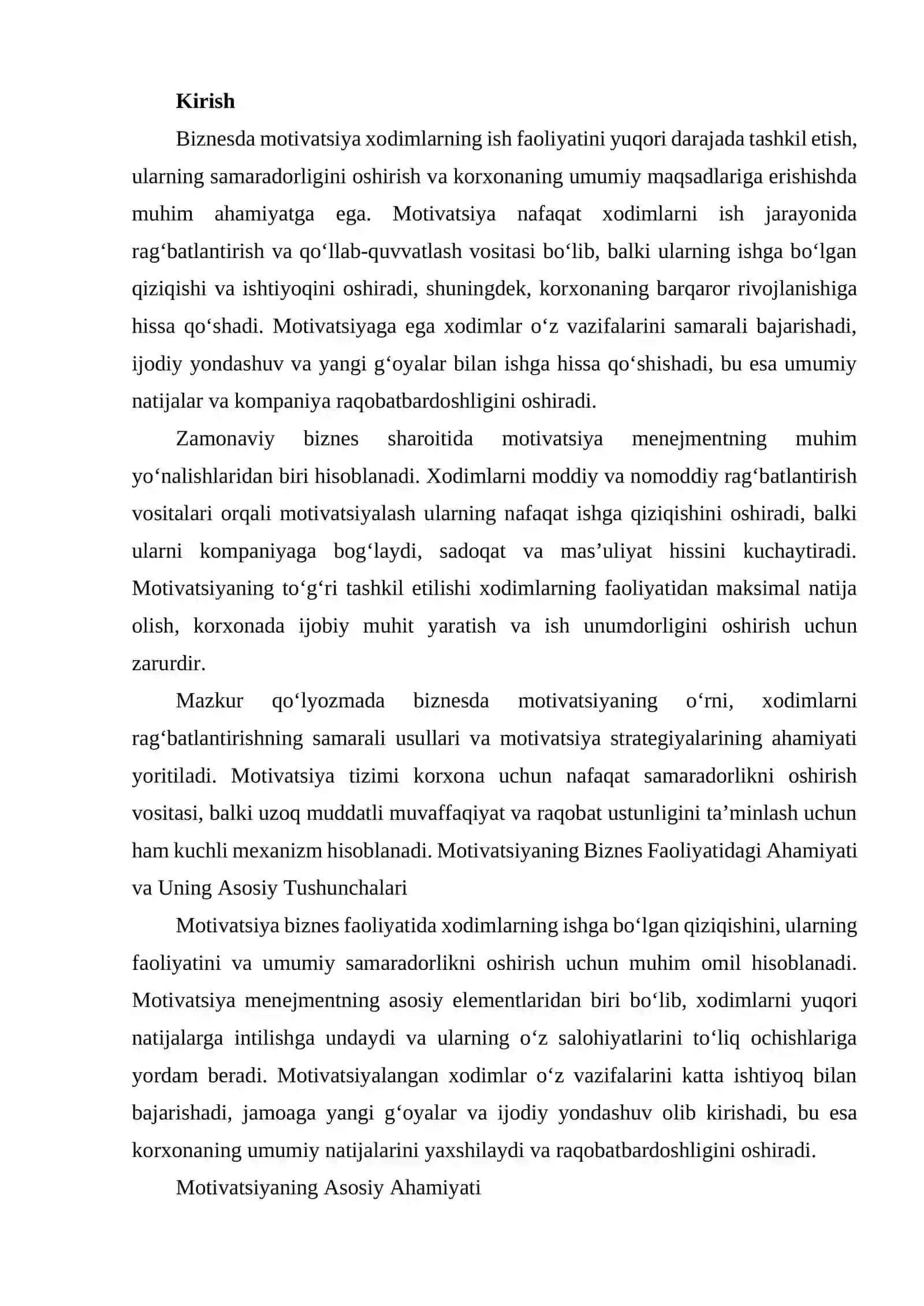 BIZNESDA MATIVATSIYANING O’RNI 2