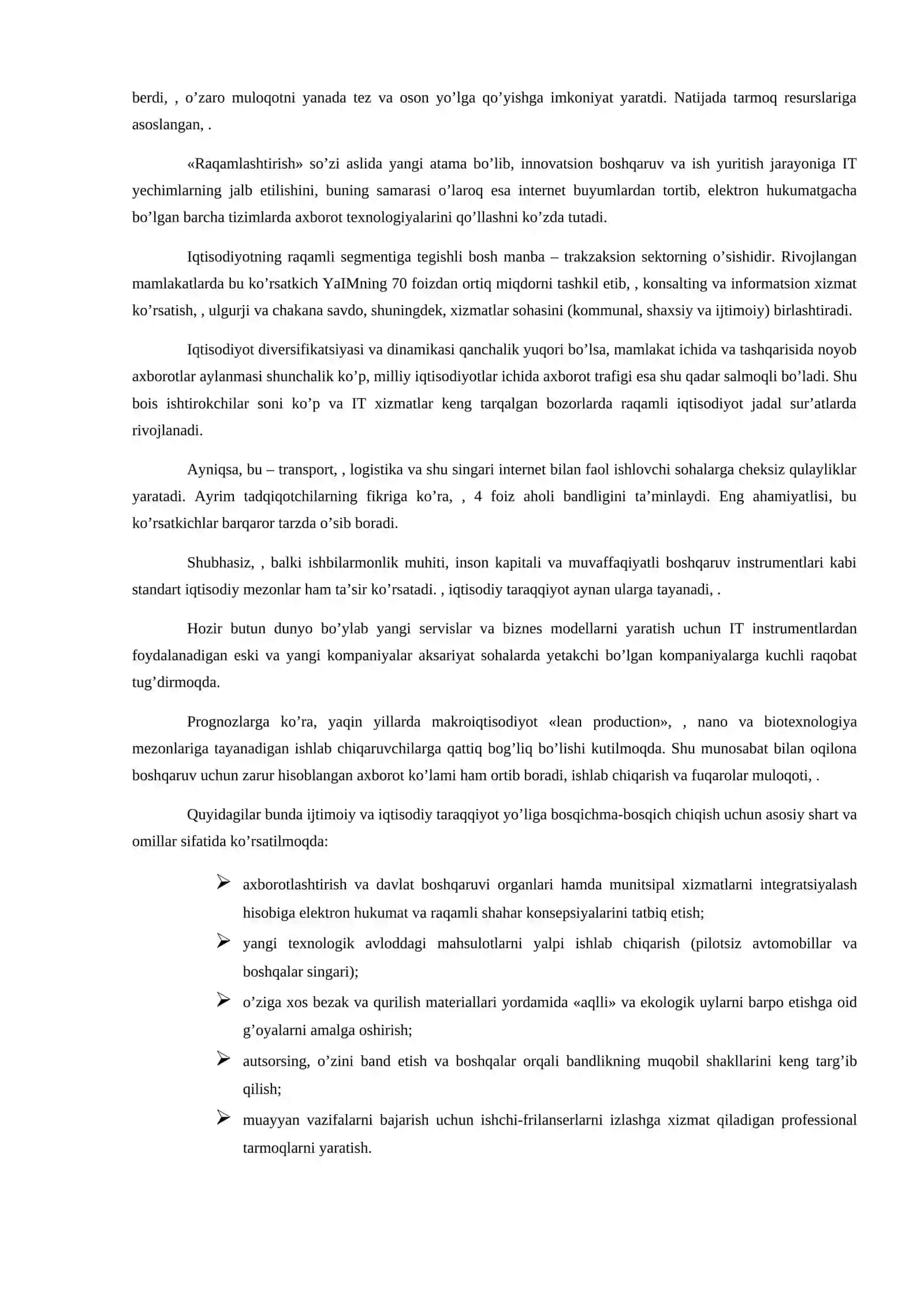 Raqamli iqtisodiyotni rivojlantirish xususiyatlari 2