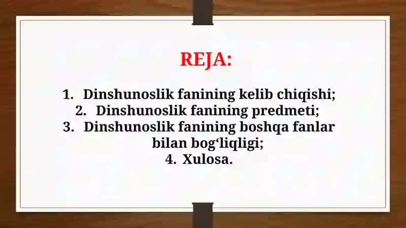 Dinshunoslik fanining predmeti va uni oʻqitishdan koʻzda tutilgan asosiy maqsad (TAQDIMOT) 2