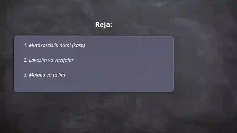 Mutaxassisligim haqida 2