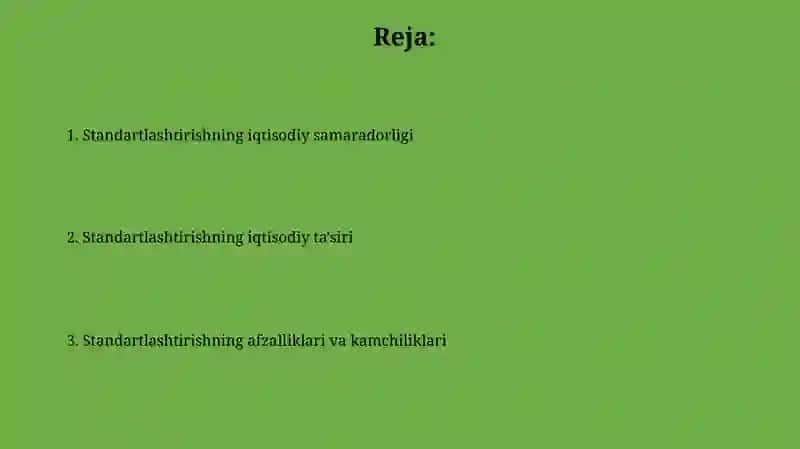 Standartlashtirishning iqtisodiy samaradorligi 2