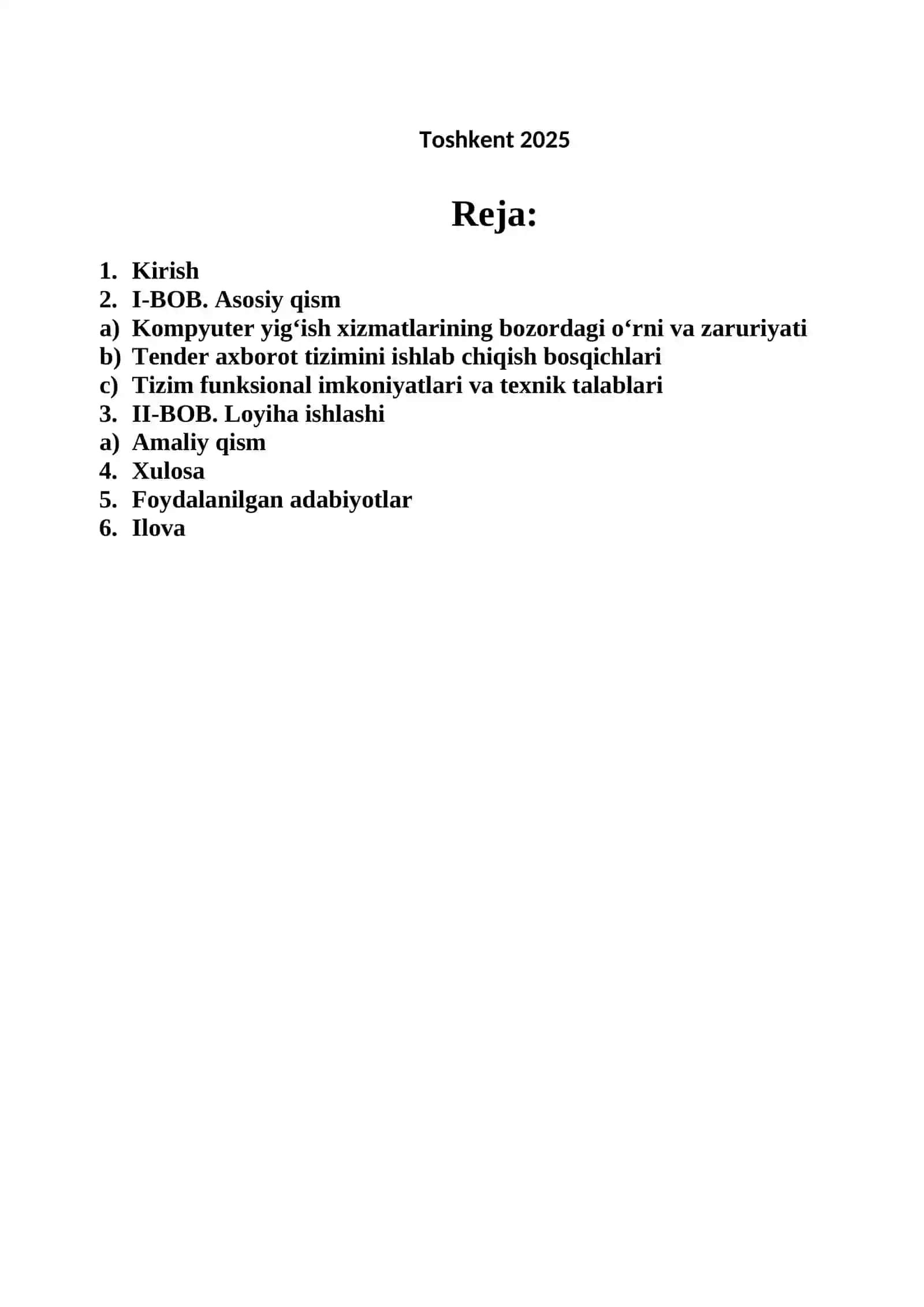Kompyuter yig‘ish xizmatlari uchun tender axborot tizimini ishlab chiqish 2