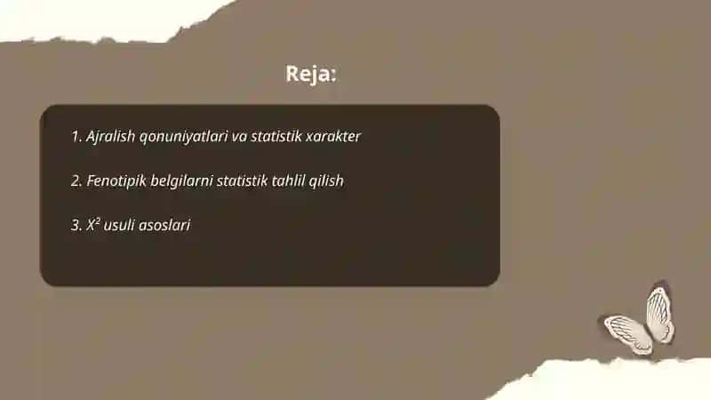 Ajralish ketishning statistik xarakteriga doir masalalar yechish (X² usuli) orqali fenotipik radikallarni aniqlash 2