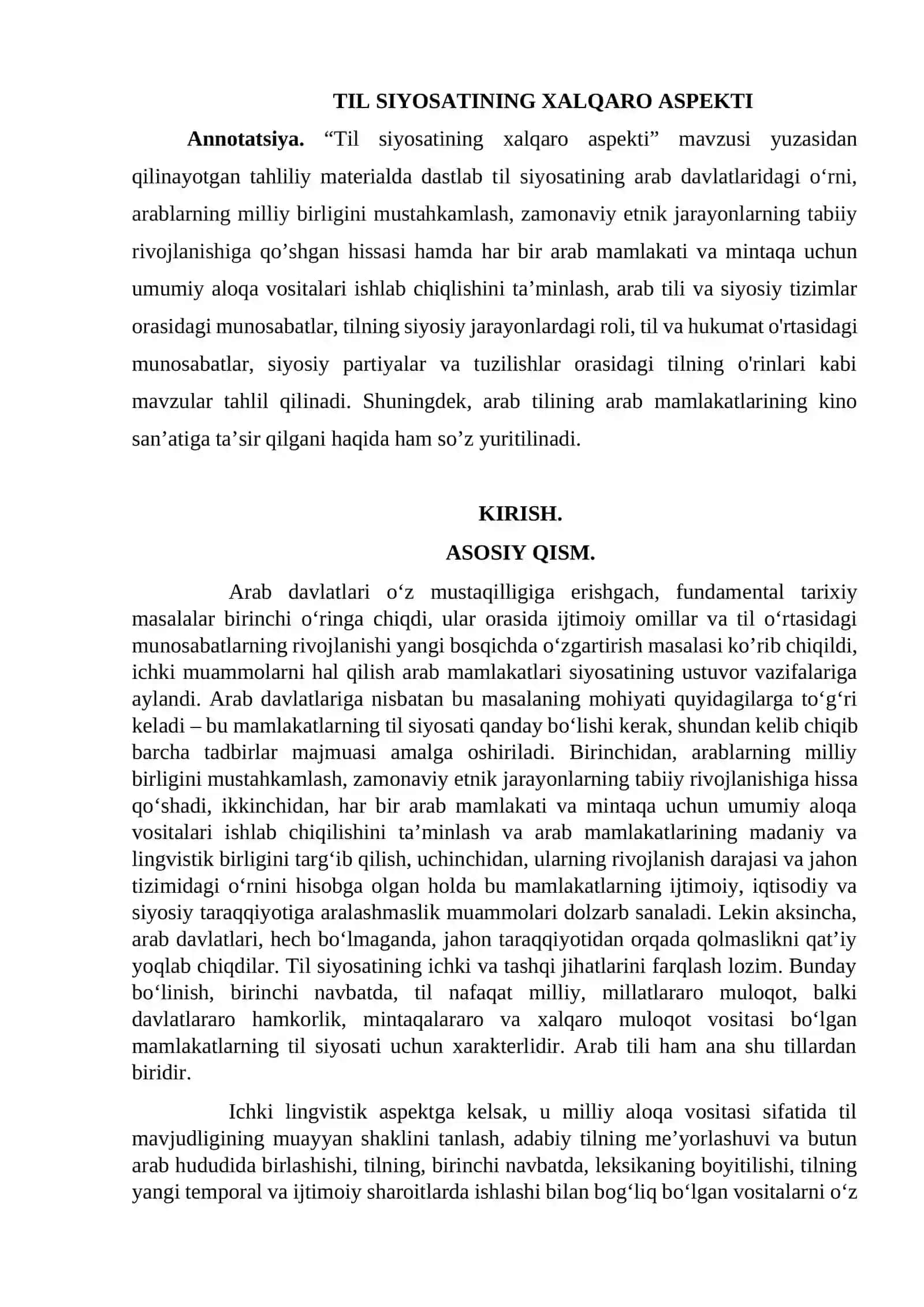 Til siyosatning xalqaro aspekti 2