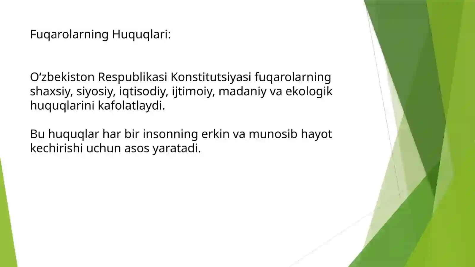 Fuqarolarning shaxsiy, siyosiy, ijtimoiy, iqtisodiy, ma’daniy va ekologik huquqlari 2