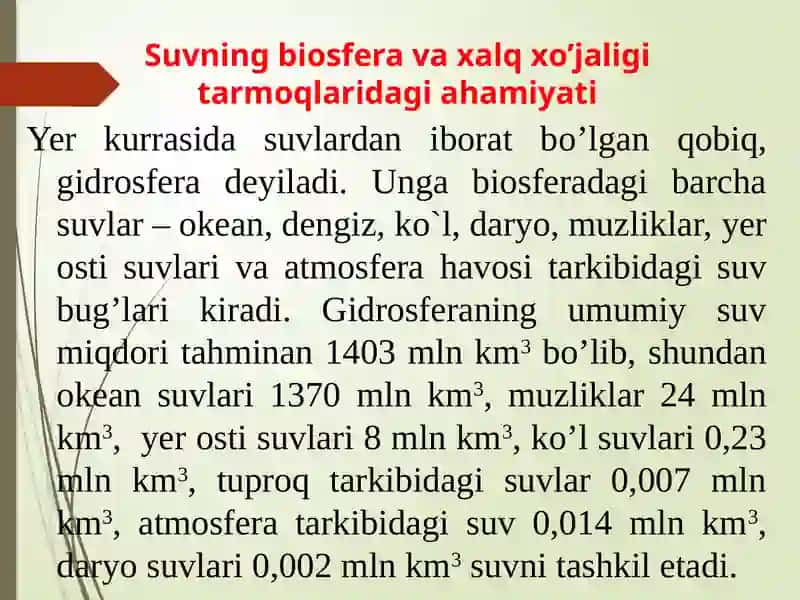 GIDROSFERANI MUHOFAZA QILISH 2