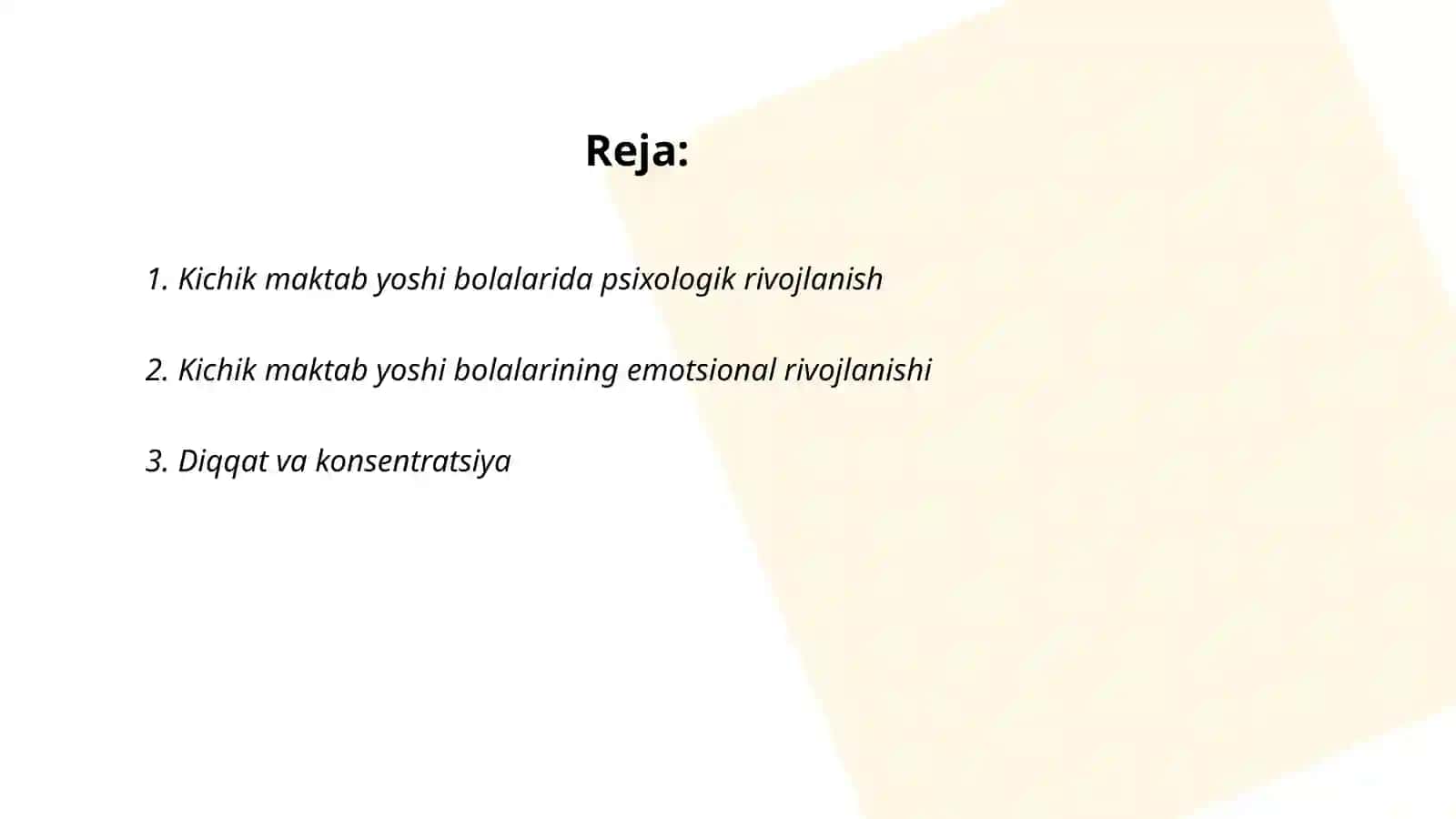 Kichik maktab yoshi davrida psixika rivojlanishi 2