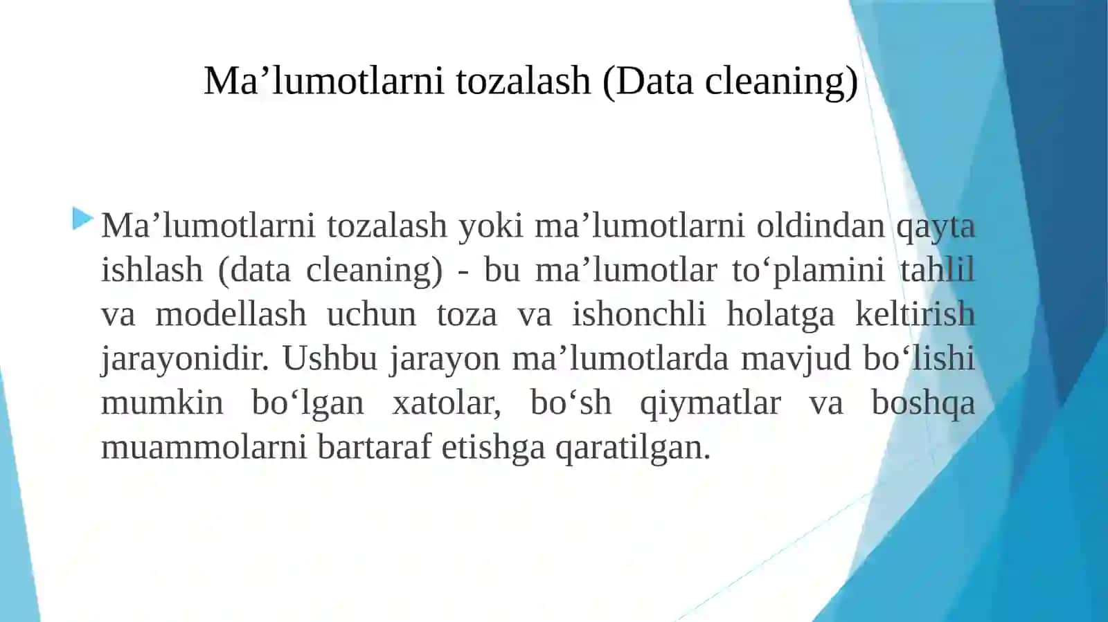 Ma'lumotlarni tozalash (Data cleaning) 2