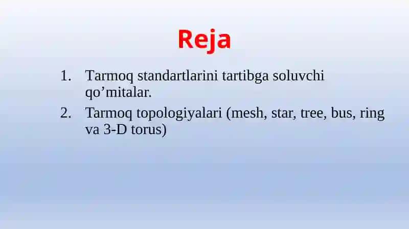 Tarmoq standartlarini tartibga soluvchi qo‘mitalar 2