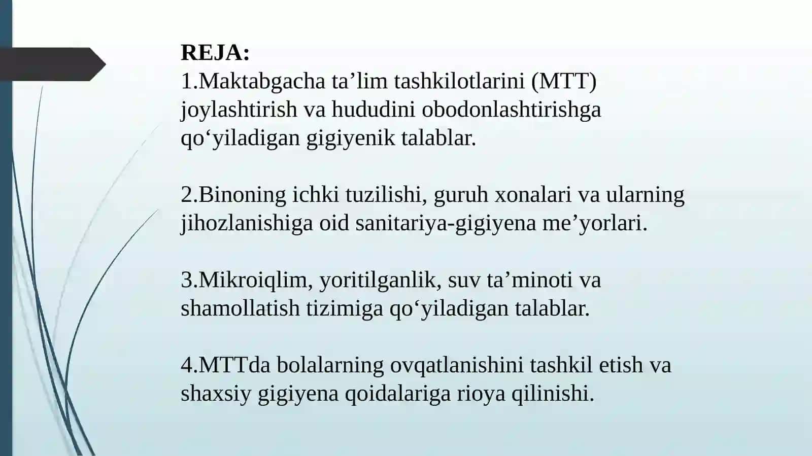 Maktabgacha bo‘lgan bolalar muassasalariga umumiy gigiyenik talablar 2