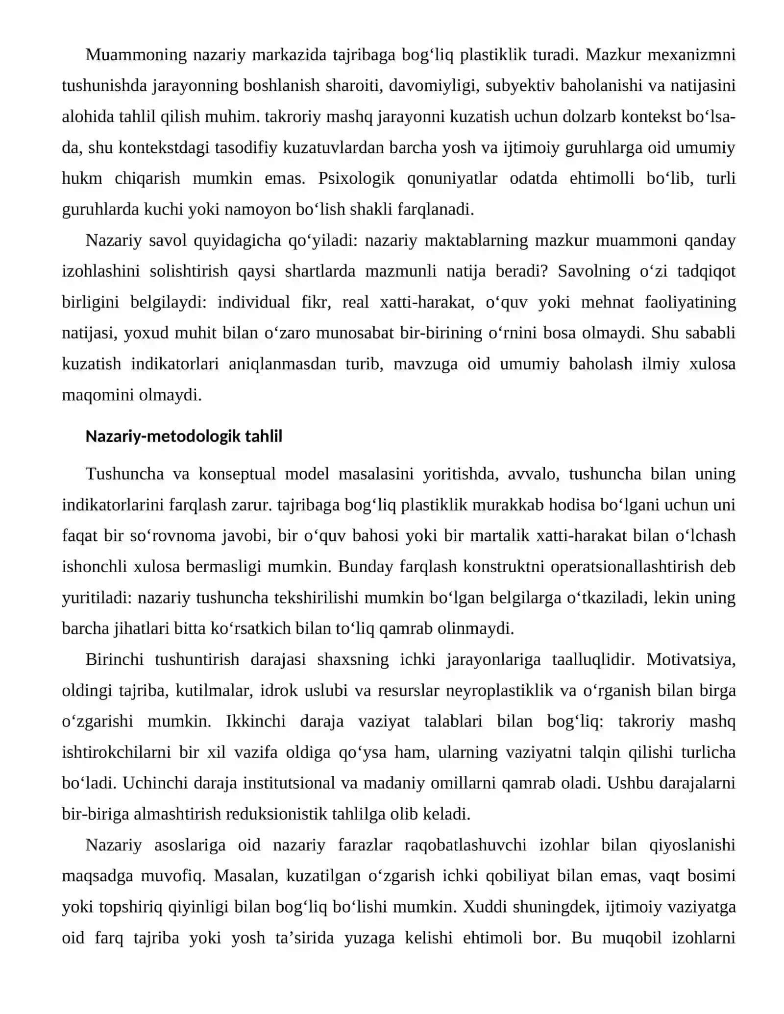 NEYROPLASTIKLIK VA O‘RGANISHNING NAZARIY ASOSLARI 2