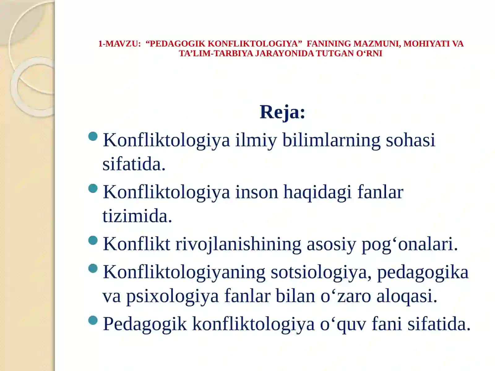 PEDAGOGIK KONFLIKTOLOGIYA FANIDAN TAQDIMOT 2