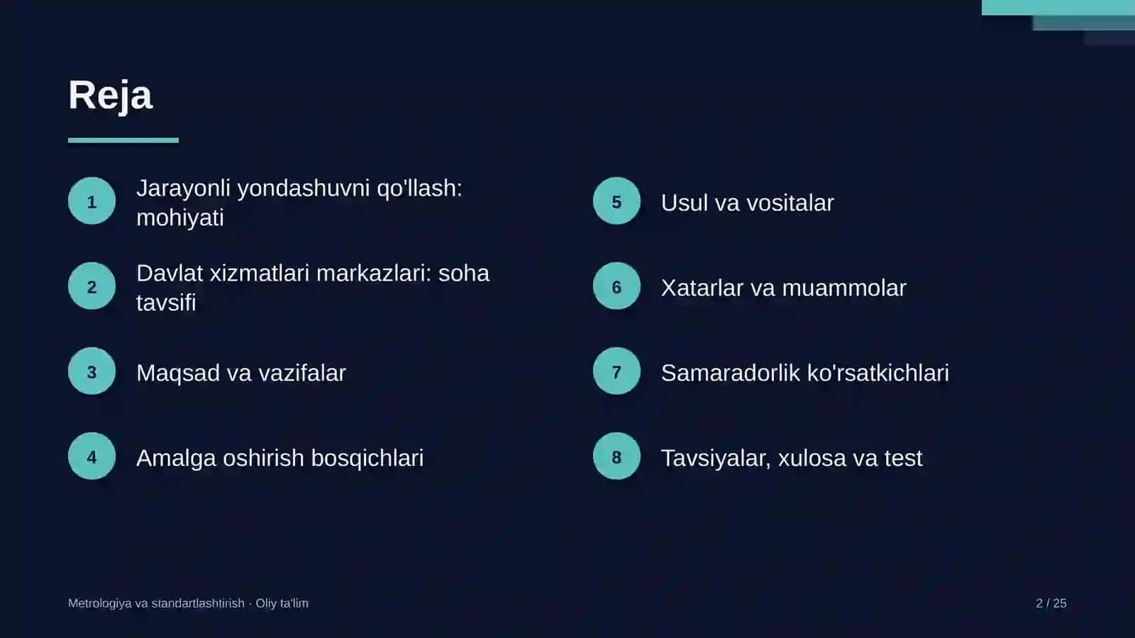 Metrologiya va standartlashtirish · Oliy ta'lim 2