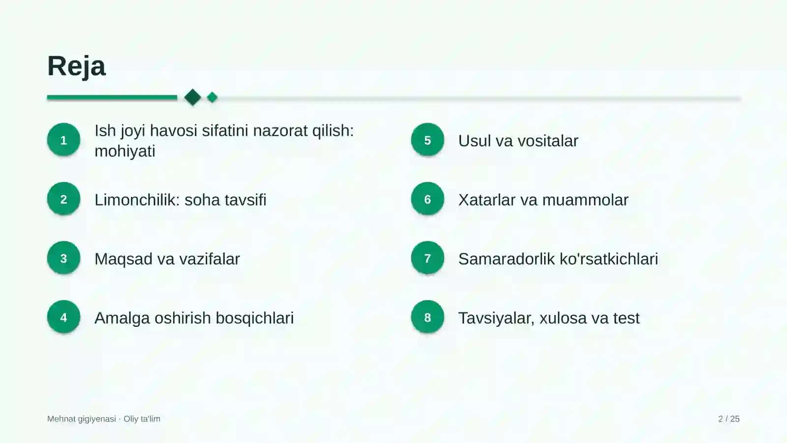 Limonchilikda ish joyi havosini sifat jihatidan nazorat qilish 2