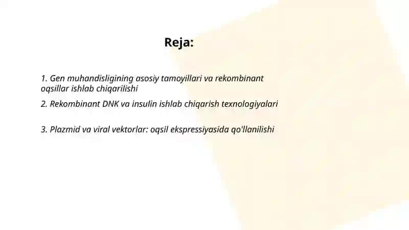 Gen muhandisligi yordamida oqsil va gormonlarning olinishi 2