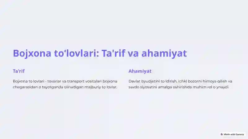 Bojxona toʻlovlari: Ta'rif va ahamiyat 2
