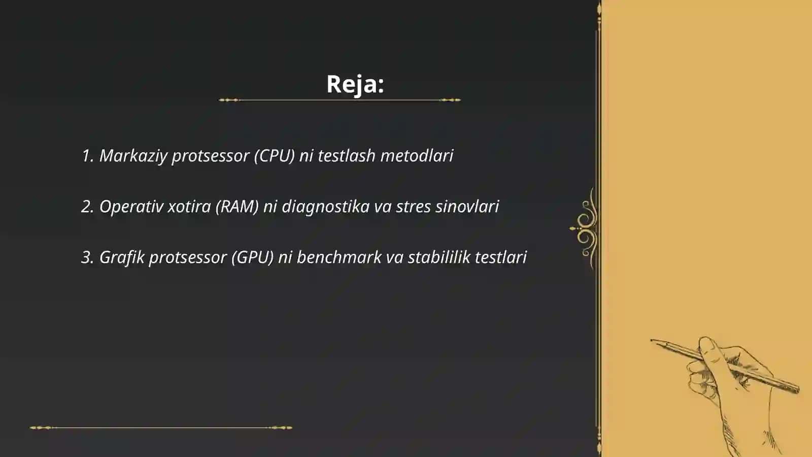 Shaxsiy kompyuter komponentlarini testlash 2