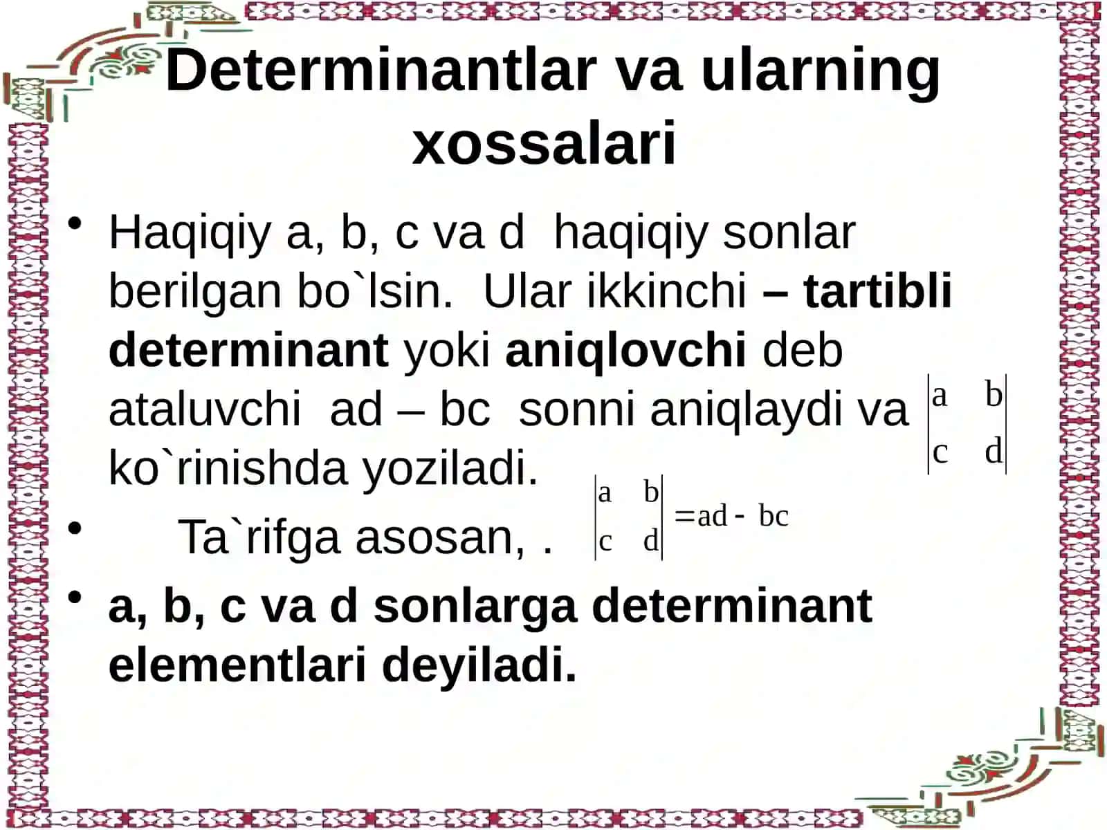 Ikkinchitartiblideterminant 2