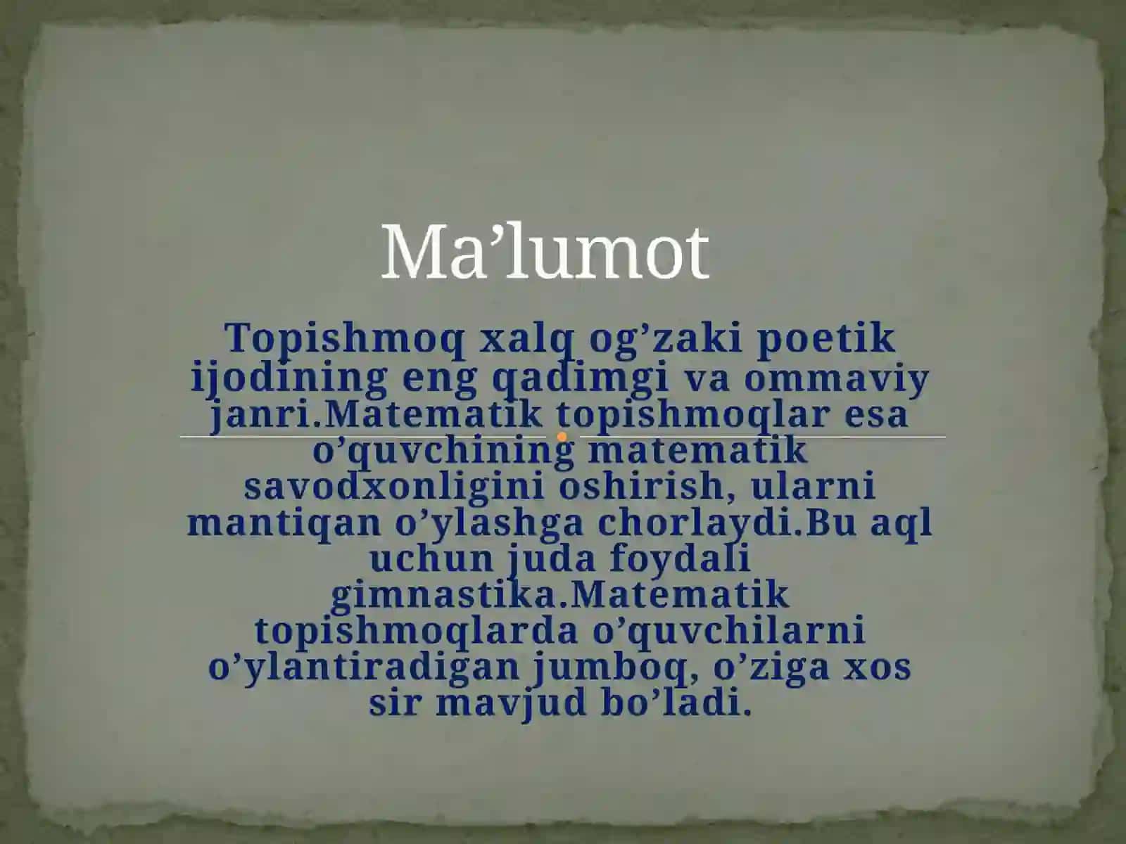 Matematik topishmoqlar 2