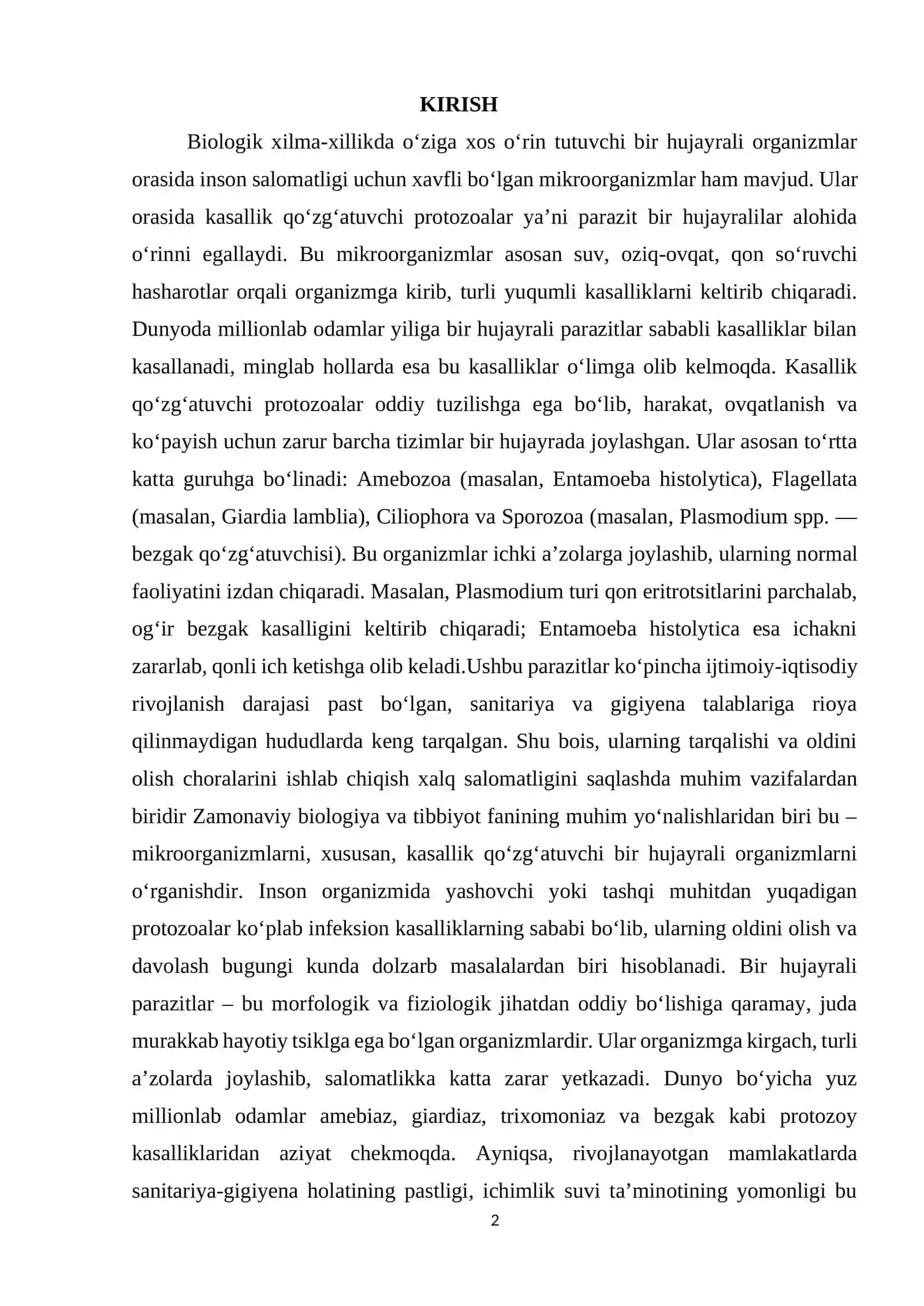 Kasallik qo’zg’atuvchi bir hujayralilar 2