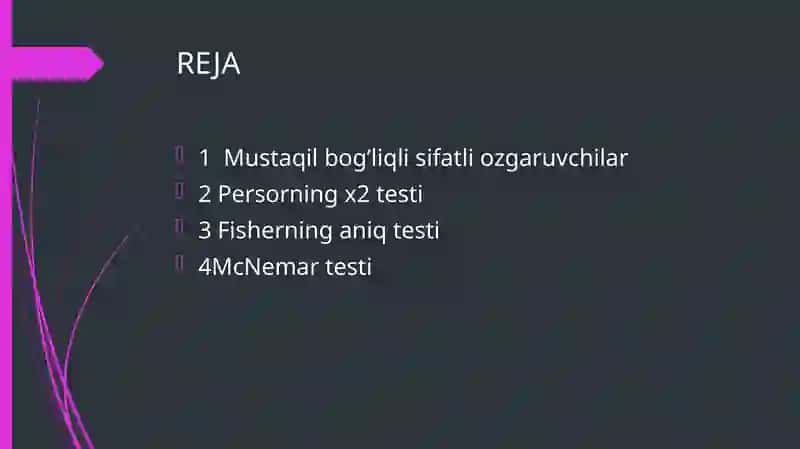 TIBBIY STATISTIKA TADQIQOTDA SIFATLI TAHLI QILISH USULLARI 2