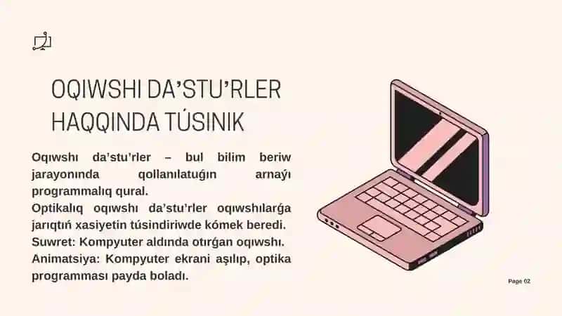 Optikalıq oqıwshı daʼstuʼrler 2