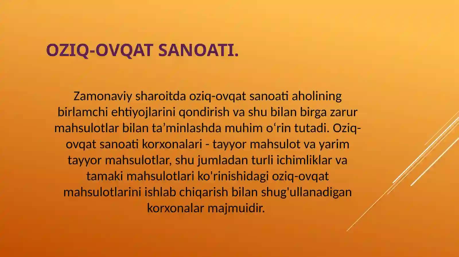 OZIQ-OVQAT SANOATI KORXONALARNING BINOLARI TURLARINI O‘RGANISH 2